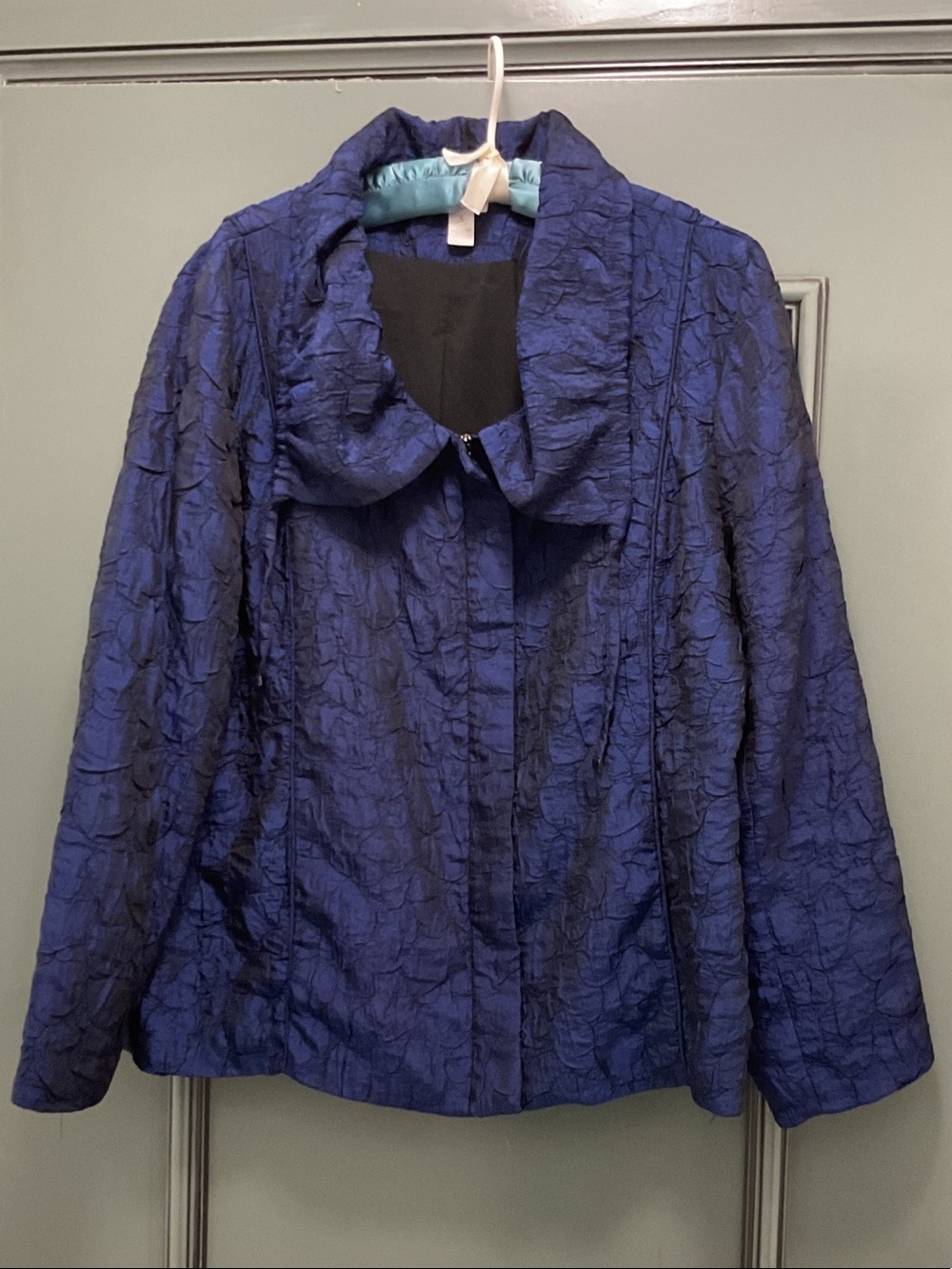 Chico's Crinkled Stunning Navy Blue Dressy Jacket